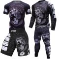 【5】 Boxing Set Men Sport Rashguard Jitsu Bjj Rash Guard KickBoxing Sets Muay Thai Jersey MMA Fightwear. 