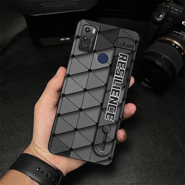 mature masculine Phone Case For TCL 20E/20Y/6125F geometry simple Wrist Strap Phone Holder Soft case Anti-knock Durable