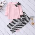 2019 Toddler Girl Kids Clothes Long Sleeve Bow T-shirt+Stripe Pants Outfits Set. 