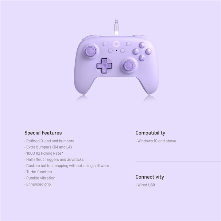 8BitDo%20Wired%20Gaming%20Controller%20with%20Hall%20Effect%20Joystick%20for%20PC%20Windows%2010/11%20Steam%20Deck%20Raspberry%20Pi%20Android%20Game%20Accessories%20-%20Image%204