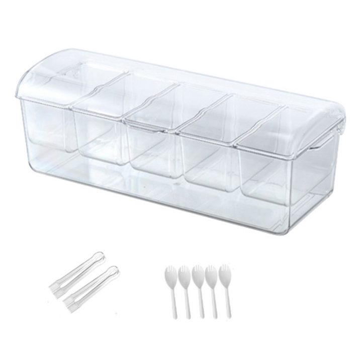 Condiment Tray with 5 Removable Compartments