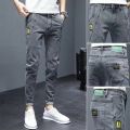 Summer Thin Jeans Men's Fashion Ripped Slim Fit Cropped Skinny Pants Men's Korean Stretch Casual Long Pants. 