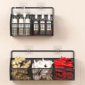 Wall Mounted Storage Rack Onion Ginger Garlic Condiments Spice Kitchen Shelf Punch-Free Vegetable Fruit Drain Basket Kitchen FUHENG. 