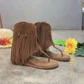 Daliya European and American Retro Style Western Denim Tassel Boots 2024 New Spring and Summer Leisure Fashion Knight Boots. 