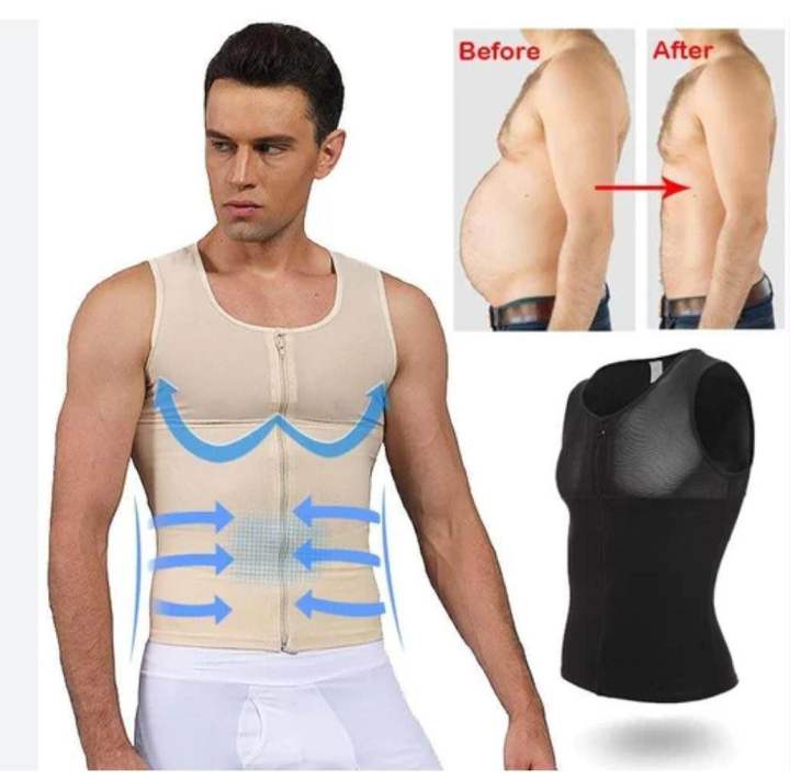Fat Compressor Men Corset, shirt, fat contouring, body compression, male pose, slimming ...