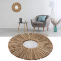 Seagrass Wall Mirror Woven Hanging Wall Mirror Decorative HD Mirror Antique Lightweight Easy To Use Round Fashionable for Bedroom. 
