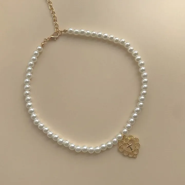 %E3%80%90Special%20offer%E3%80%91Vintage%20Girl's%20Court%20Hollow%20Love%20Cross%20Pendant%20Pearl%20Necklace%20Chockr%20Clavicle%20Chain%20Necklace%20Women%20-%20Image%203