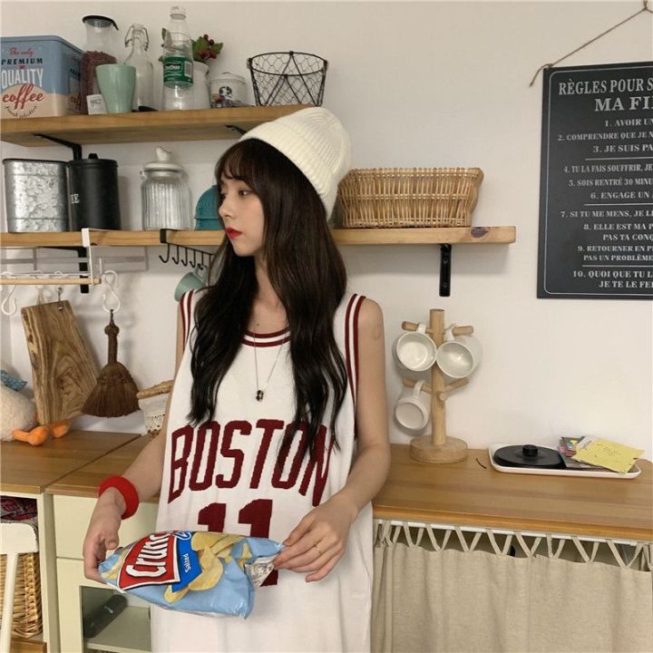 Summer%20New%20Korean%20Style%20Casual%20Basketball%20Jersey%20Vest%20Dress%20Letter%20Loose%20Exercise%20Jersey%20Mid-Length%20SleevelessTT-shirt%20Women's%20-%20Image%202