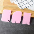 3 in 1 (3pcs set) Plastic Icing Cream Scraper Spreader Cake Spatula Smoother Irregular Teeth Edge Kitchen Dough Fondant Molds Pastry Cutters Decorating Baking Accessories Tools. 