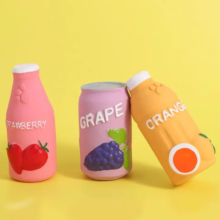 Funny Juice Bottle Shape Pet Latex Toys Bite Resistant Colorful Pet Chew Toy Soft Dog Squeaky Sound Toy Cleaning Tooth