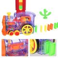 Automatik meletakkan Domino bata kereta api Set bunyi cahaya kanak-kanak berwarna-warni Domino plastik blok permainan mainan Set untuk kanak-kanak. 