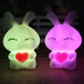 7 Colors Changing Lovely Rabbit LED Night Light Lamp Bedroom Decoration Kids Gift. 