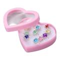 【BestGO】12pcs Child Ring Beautiful Colorful Diamante Ring Set Gift With Heart-Shaped Box for Girl Kid Child. 