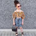 Arrivals Kids Baby Girls Floral Tops T-shirt Denim Mini Skirts Dress. 