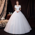 Main Wedding Dress 2024 New Korean Style Bridal off-Shoulder Pregnant Women Slim Fit Slimming Mori Lace V Lead the Land. 