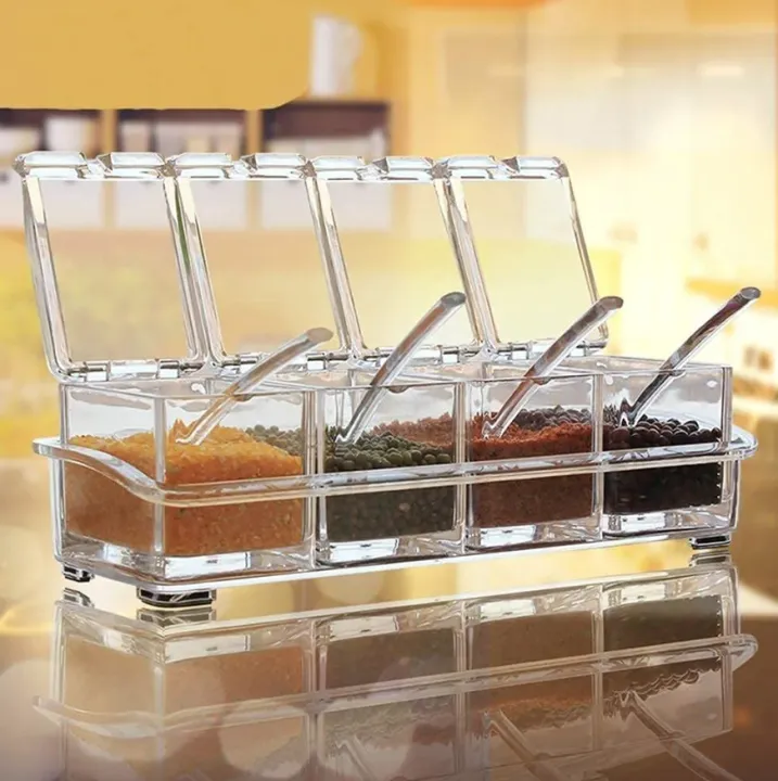 Crystal Seasoning Box, Acrylic Transparent Spice Jar Box, Kitchen ...