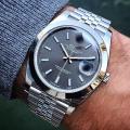 Silver Stainless Steel Strap Men Watch Quartz Analog Business Chain Casual Wrist Watches For Boys Gents - Black Blue White PRM. 