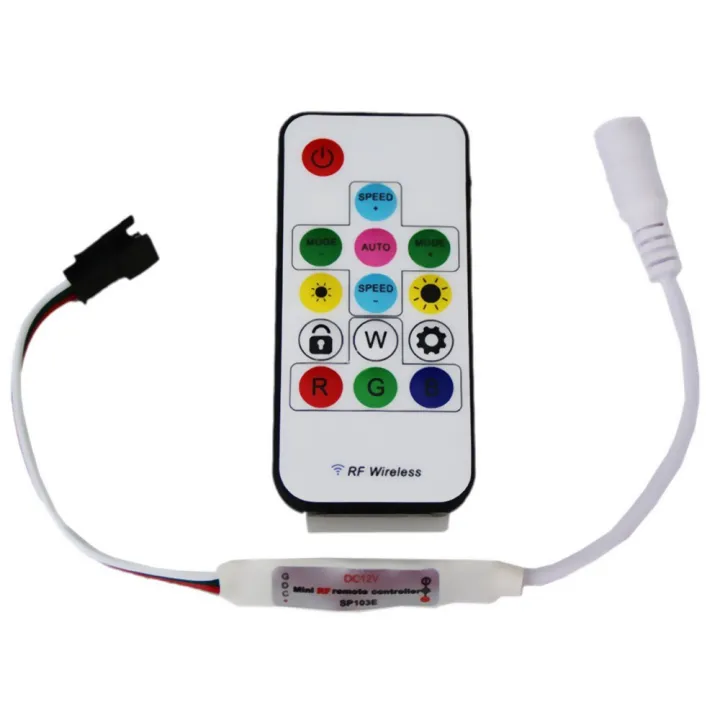 Sp103e%20Dc5v/12v%20Ws2801%20Ws2812b%20Dc12v%202811%20Mini%20Digital%20Rgb%20Led%20Strip%20Controller%2014key%20Rf%20Wireless%20Remote%202048pixels%20Led%20-%20Image%203