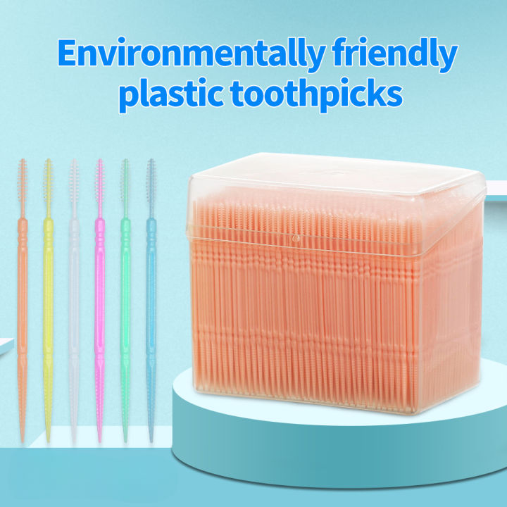 200pcs Plastic Toothpicks Double Head Teeth Sticks Interdental Brush ...