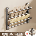 Bathroom Slipper Rack Wall-Mounted No-Drill Door Back Shoe Rack Drainage Multi-Functional Foldable Shoe Storage Rack. 