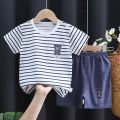 Girls' Children's Clothing Short Sleeve Shirt Summer New Suit One-Piece Pure Cotton Clothes Korean Style Baby Baby Boy. 