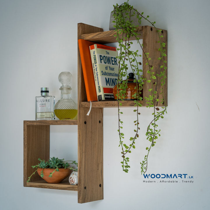 Wooden Shelf / Solid Wood Hanging Box Shelf/ Modern Wall Box Rack Nadun Wood
