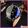 【ZOSR】Men Roman Numerals Blu-Ray Faux Leather Band Quartz Analog Business Wrist Watch. 