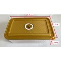 1 Piece Transparent Plastic Food Container (RECTANGULAR LARGE) High Quality Durable Microwavable Attractive Corrugated Shape Visual Kitchen Grain Spicy Curry Lunch Box. 
