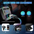 Car Bluetooth 5.0 FM Transmitter PD Type-C Dual USB 3.1A Fast Charger Colorful Ambient Light Handsfree MP3 Modulator Player. 