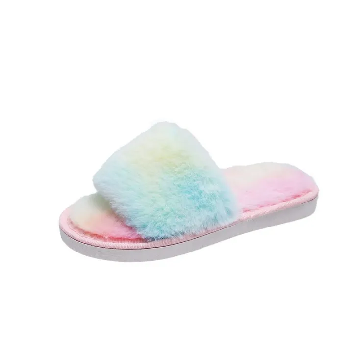 Home%20Children%20Parent-Child%20Fluffy%20Slippers%20Boys%20and%20Girls%20Colorful%20One-Word%20Autumn%20and%20Winter%20Floor%20Indoor%20Plush%20Slippers%20Rainbow%20-%20Image%205