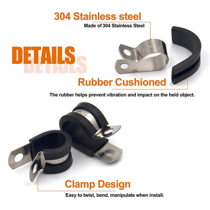 Cable%20Clamp%20Assortment%20Kit%20Stainless%20Steel%20Rubber%20Coated%20Cushioned%20Insulated%20Cable%20Clamp%20-%20Image%202