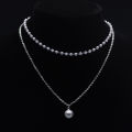 Elegant Imitation Pearl Choker Necklace- Clavicle Double Layer Chain Fashion Necklace-Women Wedding Jewelry Collar. 