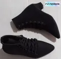 New Women Fashion Ladies Boot, 1'' Heel Boot, Black Velvet Boot, Pointed Toe Boot, Ankle Boot.. 