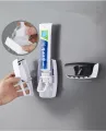 Toothbrush Toothpaste Stand Holder Bathroom Storage Organizer Automatic Toothpaste Dispenser With Toothbrush Holder Squeezer Kit Automatic Toothpaste Dispenser Wall Mount Toothbrush Holder 5 Toothbrush Slot With Dustproof Cover. 