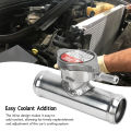 Auto Inline Radiator Pipe Hose Filler Neck With 16PSI Cap 32mm 1-1/4in OD T6061 Aluminum Polished Surface for Cars. 