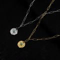 XL European And American Popular 316L Turquoise Necklace Design Retro Chain Simple Stainless Steel Clavicle Chain Necklace. 