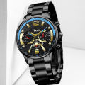 New Concept Personality Trend Men's Steel Strap Watch Three Eyes with Calendar Double Scale Quartz Watch Men's. 