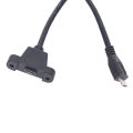 Micro USB 2.0 Male to Female connector Adapter Cable With Panel Mount Hole. 