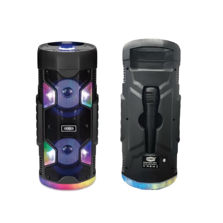 SOONBOX S4406 FREE MIC 8inch Portable Super Bass Bluetooth Speaker for Karaoke indoor & outdoor with USB/TF/LED Light/FM