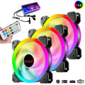 Aura Sync 120mm Addressable RGB PC Case LED Fans with Controller for Computer Case, CPU Cooler, White Radiators System (3Pack ARGB Fans, Hub Box). 