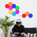 RGB Colorful Hexagon LED Light Remote DIY Geometry Hex Touch Sensitive Wall-Mounted Panels for Bedroom Living Room. 