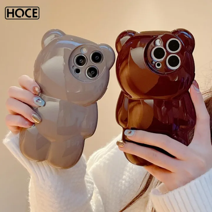 HOCE%20Korean%20Glitter%203D%20Bear%20Cute%20Phone%20Cases%20For%20iPhone%2017%2016%2015%2014%2013%2012%2011%20Pro%20Max%2014%2015%2016%20Plus%20Case%20Silicone%20Cartoon%20Shockproof%20Cover%20-%20Image%202