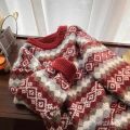 Retro Lazy Style Red Christmas Sweater 2024 New Women's Loose Outer Wear Autumn and Winter Japanese Style Popular. 