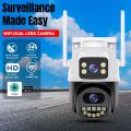 8MP 4K PTZ WiFi IP Camera Security Protection Dual Lens Screen Color Night Vision Auto Track CCTV Surveillance Camera ICSEE APP. 