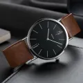 New Luxury Fashionable Design Leather Band Quartz Analog Wrist Watch For Men Gents Boys High-Five LK. 