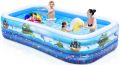 Intime large 3 rings inflatable rectangular kids portable swimming pool(262cm*175*60cm). 
