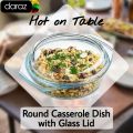 Round Casserole Dish with Lid Glass Bakeware Set 1.7L. 