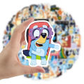 50pcs Bluey Cute Cartoon Anime Stickers DIY Skateboard Luggage Guitar Laptop Sticker Doggy Bluey Bingo Waterproof Kids Toys. 