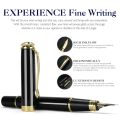 STONEGO 0.38mm Extra Fine Nib Fountain Pen, Black Metal Calligraphy Writing Gift Pen. 