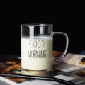 Good Morning Coffee Mug Transparent Breakfast Cup Heat Resistant Glass Cup Teacup Iced Juice Water Cup Glass Drinkware. 